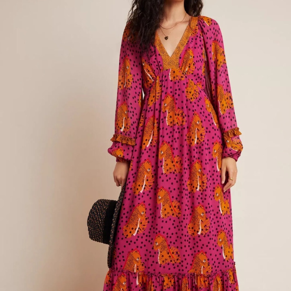 Farm Rio x Anthropologie Cheetah Maxi Dress - XS